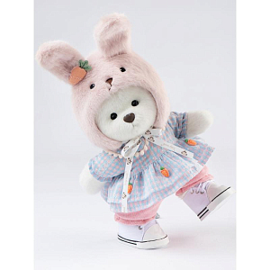 Медвежонок Lina TeddyTales, в голубом платье, розовых штанишках, розовой шапочке-зайке, белый, S, 20